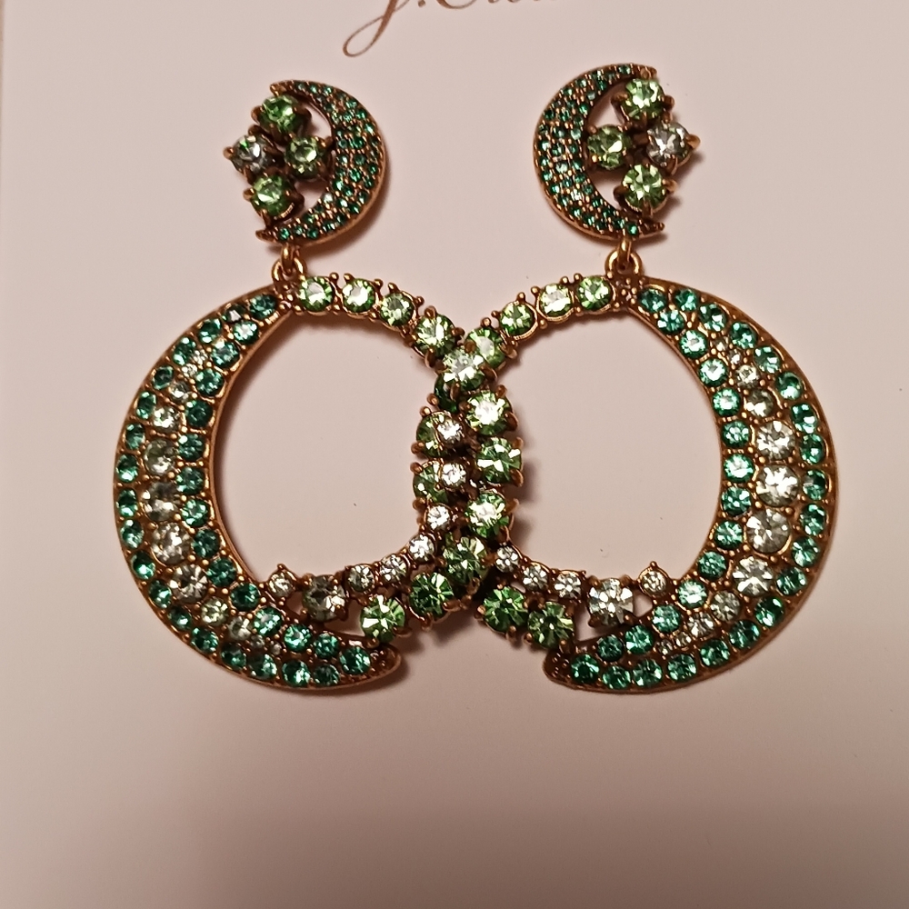 J. Crew Green/Gold Postback Earrings! Hypo Allergy! New With Dusty!✨️ - Picture 3 of 5